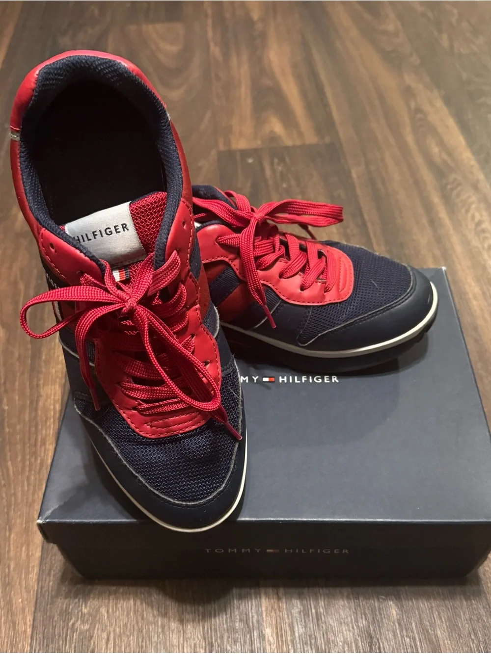 Tommy Hilfiger Men’s Navy and Red Low-Top Sneakers